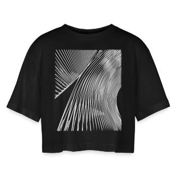 Abstrakte gebogene Kurven Linien - Frauen Oversized Cropped T-Shirt - Schwarz - Vorne - AI Model Female 172 light (172cm)