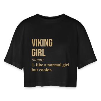Wikinger - Frauen Oversized Cropped T-Shirt - Schwarz - Vorne - AI Model Female 172 light (172cm)