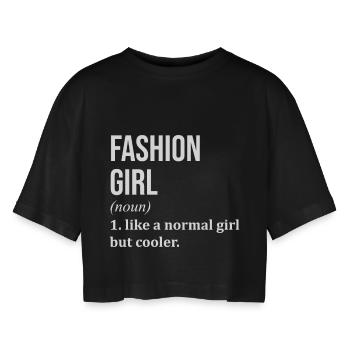 Fashion - Women’s Oversized Cropped T-Shirt - black - Front - AI Model Female 172 light (172cm)