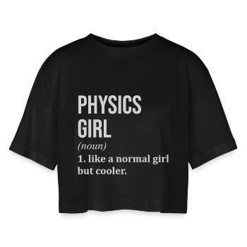 Physics - Women’s Oversized Cropped T-Shirt - black - Front - AI Model Female 172 light (172cm)