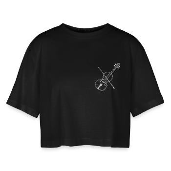 Violine - Musik - Jazz - Musiker - Geschenk - Frauen Oversized Cropped T-Shirt - Schwarz - Vorne - AI Model Female 172 light (172cm)