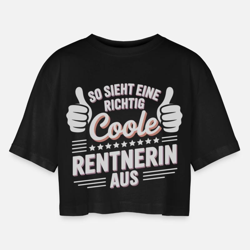 This is what a really cool pensioner looks like - Women’s Oversized Cropped T-Shirt - black