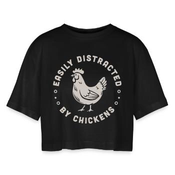 Poule poulet humour animaux de la ferme drôle - T-shirt court oversize Femme - noir - Devant - AI Model Female 172 light (172cm)