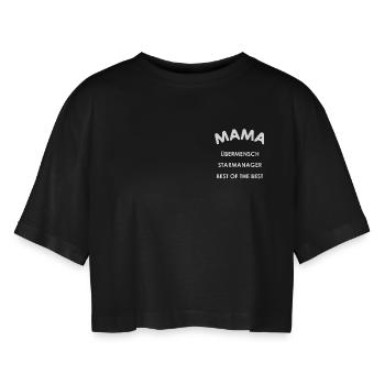 Mama - Frauen Oversized Cropped T-Shirt - Schwarz - Vorne - AI Model Female 172 light (172cm)