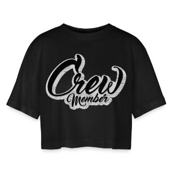 Crew Member | Typography Logo - T-shirt court oversize Femme - noir - Devant - AI Model Female 172 light (172cm)