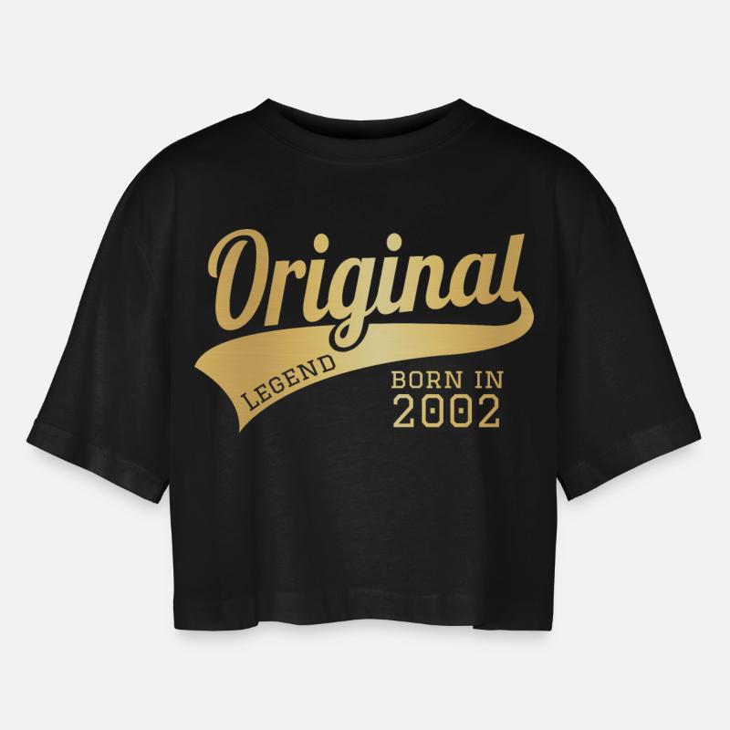 2002 Present Bday Birthday Present Gift - Women’s Oversized Cropped T-Shirt - black