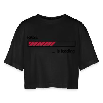 Rage is loading Ladebalken Loading Bar - Frauen Oversized Cropped T-Shirt - Schwarz - Vorne - AI Model Female 172 light (172cm)