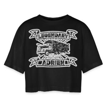 Geschenk für Adrien - Frauen Oversized Cropped T-Shirt - Schwarz - Vorne - AI Model Female 172 light (172cm)