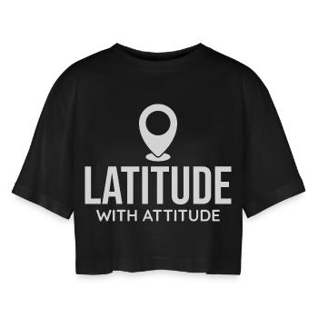 Latitude Attitude Pin Location Analyste SIG - T-shirt court oversize Femme - noir - Devant - AI Model Female 172 light (172cm)