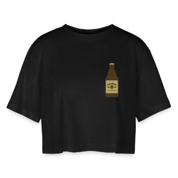 Lecker Bierchen - Frauen Oversized Cropped T-Shirt - Schwarz - Vorne - AI Model Female 172 light (172cm)