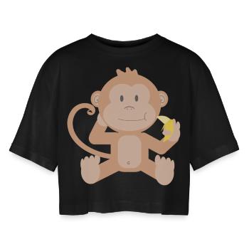 Banana Baby Monkey - Women’s Oversized Cropped T-Shirt - black - Front - AI Model Female 172 light (172cm)