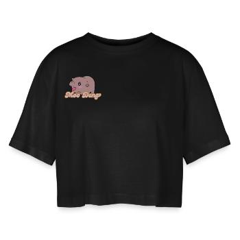 Moo Deng - Women’s Oversized Cropped T-Shirt - black - Front - AI Model Female 172 light (172cm)