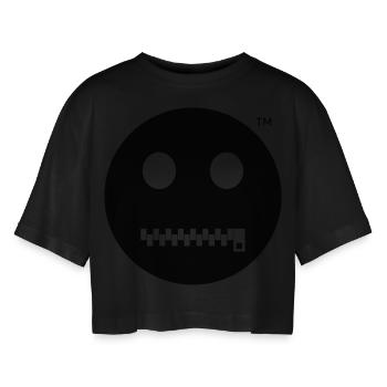 Smiley Tais-toi - Reste tranquille - T-shirt court oversize Femme - noir - Devant - AI Model Female 172 light (172cm)