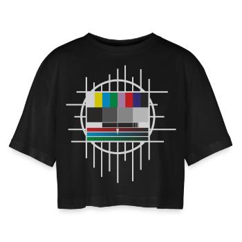 testbild - Frauen Oversized Cropped T-Shirt - Schwarz - Vorne - AI Model Female 172 light (172cm)