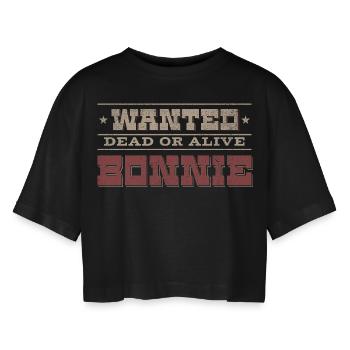 Bonnie and Clyde Wanted dead or alive Bonnie - Frauen Oversized Cropped T-Shirt - Schwarz - Vorne - AI Model Female 172 light (172cm)