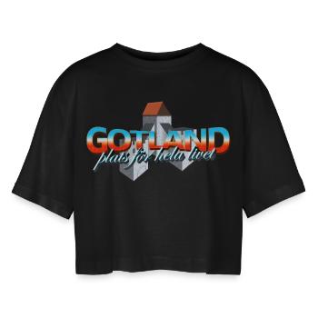 Gotland - Frauen Oversized Cropped T-Shirt - Schwarz - Vorne - AI Model Female 172 light (172cm)