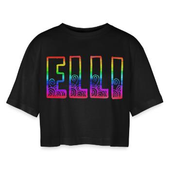 elli rs rainbow - Women’s Oversized Cropped T-Shirt - black - Front - AI Model Female 172 light (172cm)