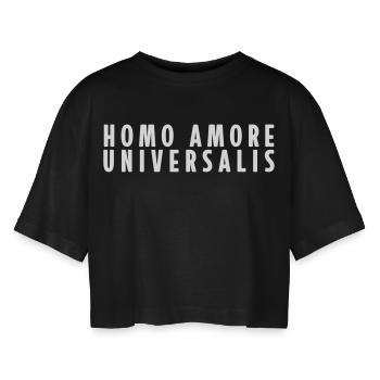 Homo Amore Universalis - Women’s Oversized Cropped T-Shirt - black - Front - AI Model Female 172 light (172cm)