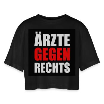 Médecins contre la droite - T-shirt court oversize Femme - noir - Devant - AI Model Female 172 light (172cm)