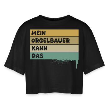 Occupation: Organ builder - Women’s Oversized Cropped T-Shirt - black - Front - AI Model Female 172 light (172cm)