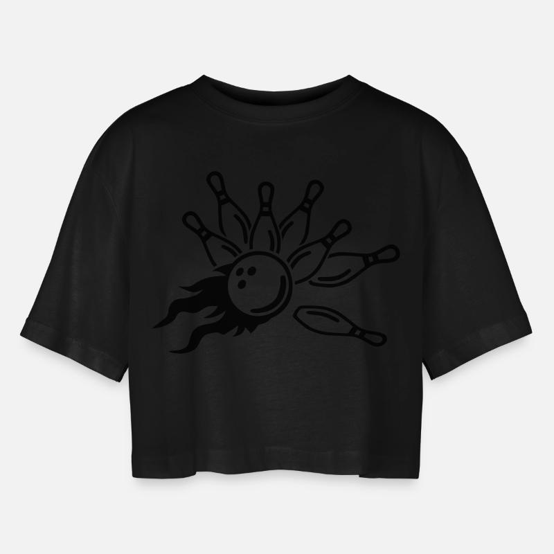 Bowling - Women’s Oversized Cropped T-Shirt - black