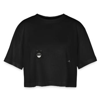 Hut Bombe - Frauen Oversized Cropped T-Shirt - Schwarz - Vorne - AI Model Female 172 light (172cm)