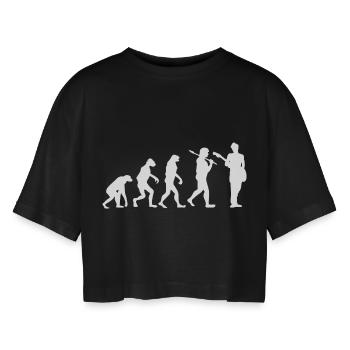 Evolution guitar guitarist music gift - Women’s Oversized Cropped T-Shirt - black - Front - AI Model Female 172 light (172cm)