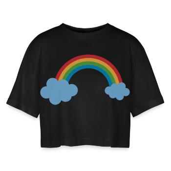 soleil arc-en-ciel nuages soleil météo cloud39 - T-shirt court oversize Femme - noir - Devant - AI Model Female 172 light (172cm)