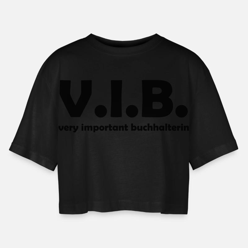 buchhalterin - Frauen Oversized Cropped T-Shirt - Schwarz