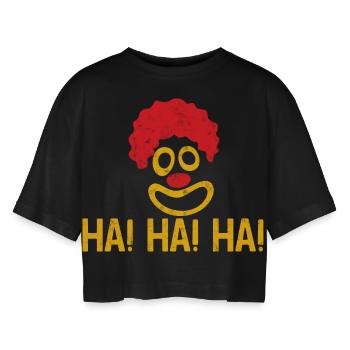Clown: Ha! Ha! Ha! - Gift - Women’s Oversized Cropped T-Shirt - black - Front - AI Model Female 172 light (172cm)
