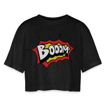 essor conception comique - T-shirt court oversize Femme - noir - Devant - AI Model Female 172 light (172cm)