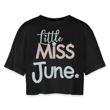 June birthday girl Miss June - Women’s Oversized Cropped T-Shirt - black - Front - AI Model Female 172 light (172cm)