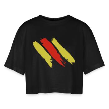 Badische Farben - Frauen Oversized Cropped T-Shirt - Schwarz - Vorne - AI Model Female 172 light (172cm)