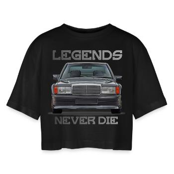 W201 190E legends never die - Frauen Oversized Cropped T-Shirt - Schwarz - Vorne - AI Model Female 172 light (172cm)