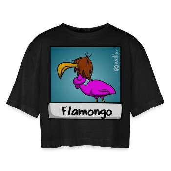 Was Ist Pink Und Behindert - Premium Edition - Frauen Oversized Cropped T-Shirt - Schwarz - Vorne - AI Model Female 172 light (172cm)