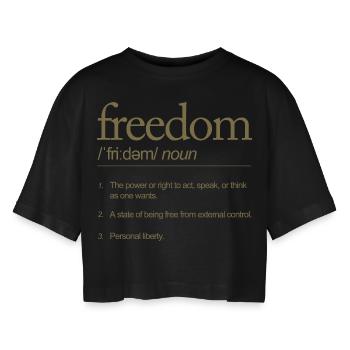 La liberté parle définitivement de la pensée d’action - T-shirt court oversize Femme - noir - Devant - AI Model Female 172 light (172cm)