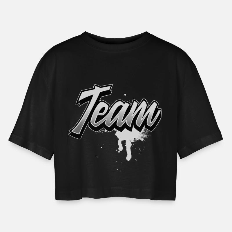 Team - Women’s Oversized Cropped T-Shirt - black