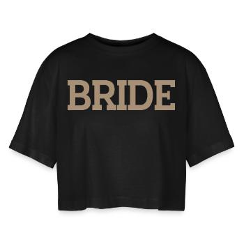 Bride - Women’s Oversized Cropped T-Shirt - black - Front - AI Model Female 172 light (172cm)