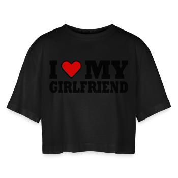 I love my girlfriend - T-shirt court oversize Femme - noir - Devant - AI Model Female 172 light (172cm)