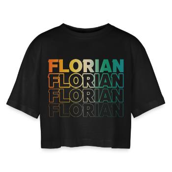 Florian - Women’s Oversized Cropped T-Shirt - black - Front - AI Model Female 172 light (172cm)