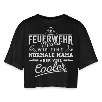 Feuerwehr Mama - Frauen Oversized Cropped T-Shirt - Schwarz - Vorne - AI Model Female 172 light (172cm)