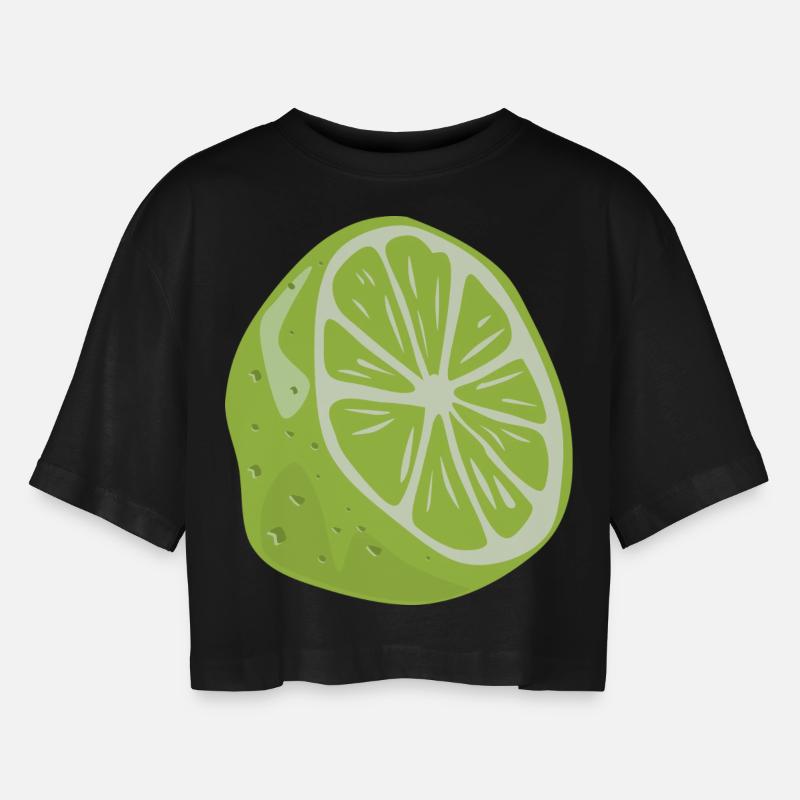 LIME ARE THE BEST - Women’s Oversized Cropped T-Shirt - black
