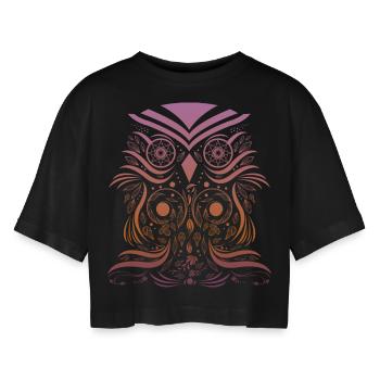 Stylish Skull - Frauen Oversized Cropped T-Shirt - Schwarz - Vorne - AI Model Female 172 light (172cm)