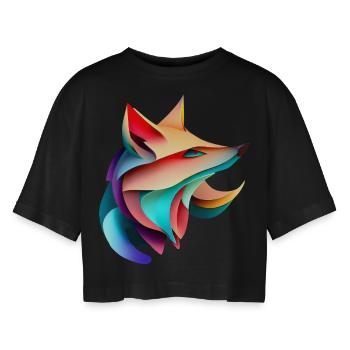 Fox Design Rayures élégantes Harmony - T-shirt court oversize Femme - noir - Devant - AI Model Female 172 light (172cm)
