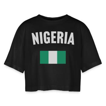 Drapeau du Nigeria - T-shirt court oversize Femme - noir - Devant - AI Model Female 172 light (172cm)