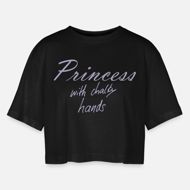 Princess with chalky hands - Women’s Oversized Cropped T-Shirt - black