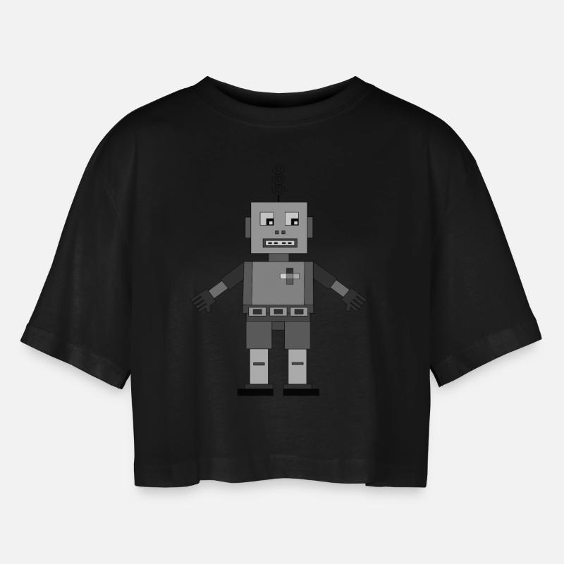 Robert, the robot - Women’s Oversized Cropped T-Shirt - black