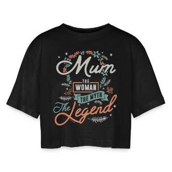 Mum - Women’s Oversized Cropped T-Shirt - black - Front - AI Model Female 172 light (172cm)