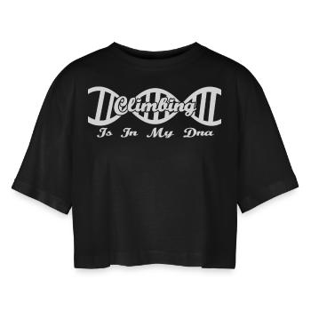 Dns dna evolution hobby geschenk Climbing - Frauen Oversized Cropped T-Shirt - Schwarz - Vorne - AI Model Female 172 light (172cm)