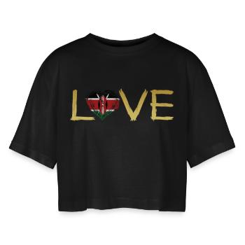 Liebe Wurzeln Heimat Land Home Stolz Kenia png - Frauen Oversized Cropped T-Shirt - Schwarz - Vorne - AI Model Female 172 light (172cm)